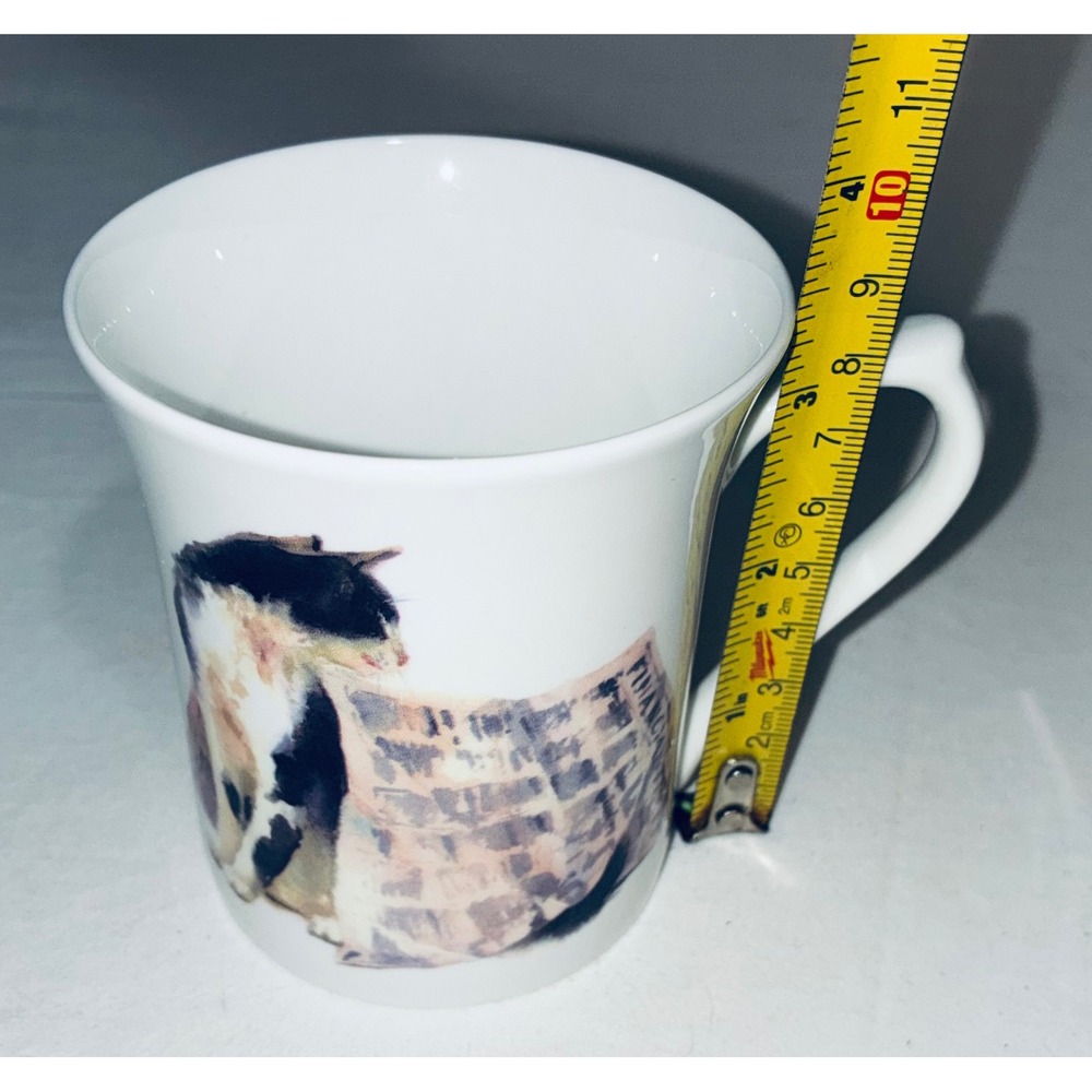 Set of 3 Cat Coffee Mugs Black Cat with Yarn and Calico Cat Ceramic Tea Cups - Picture 7 of 9